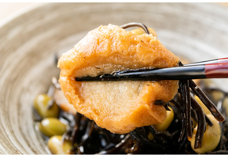 新物生ひじきと仙台麩の煮物