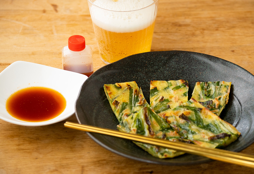 三陸産あみ海老とニラのチジミ