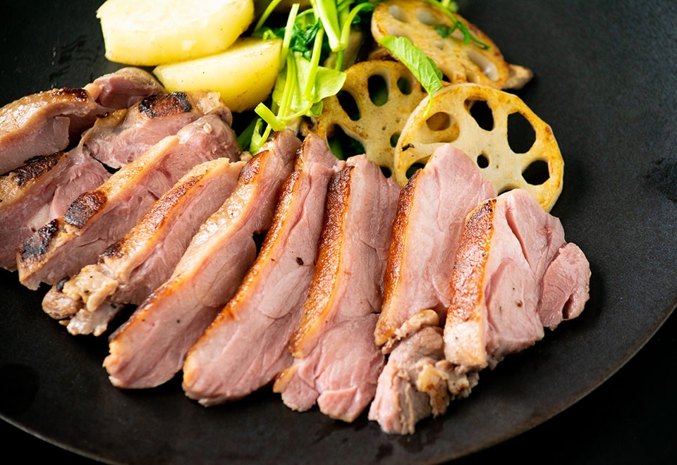 野田鴨と米油のコンフィ