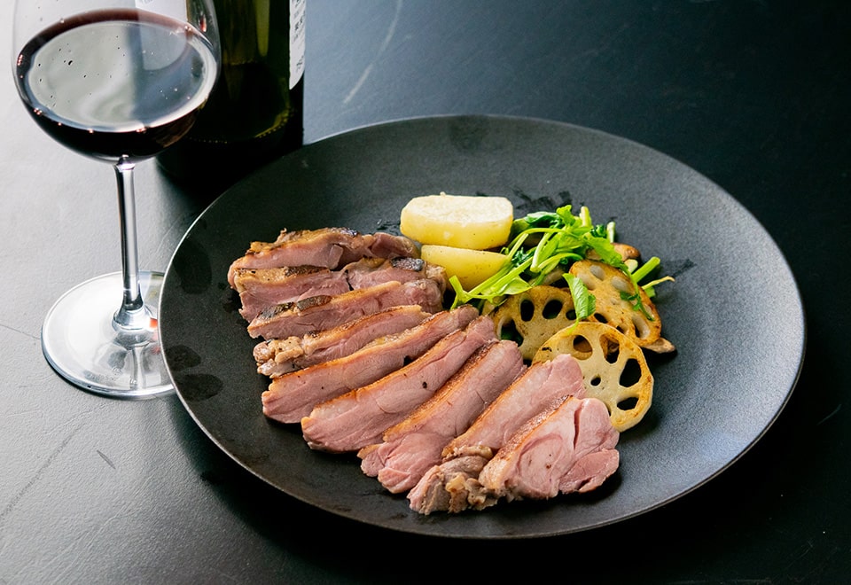 野田鴨と米油のコンフィ