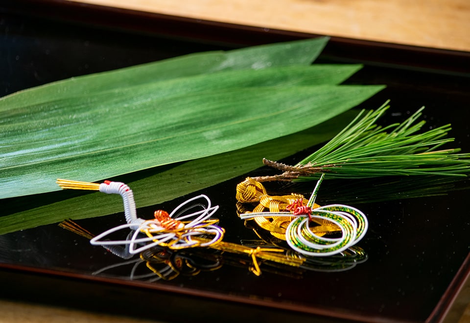 おせち料理用飾り水引・笹の葉・松の葉