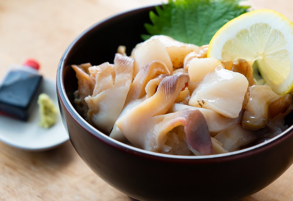 活ほっき貝と帆立丼