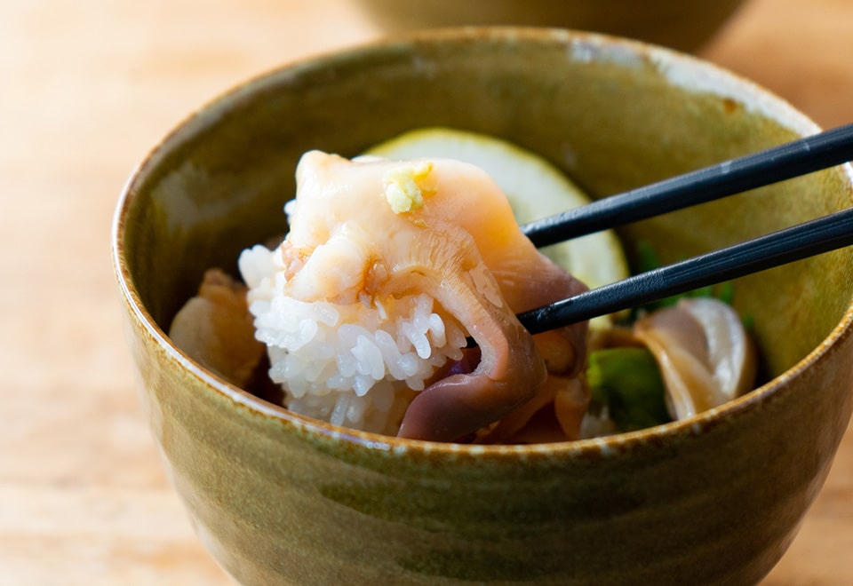 活ほっき貝と帆立丼