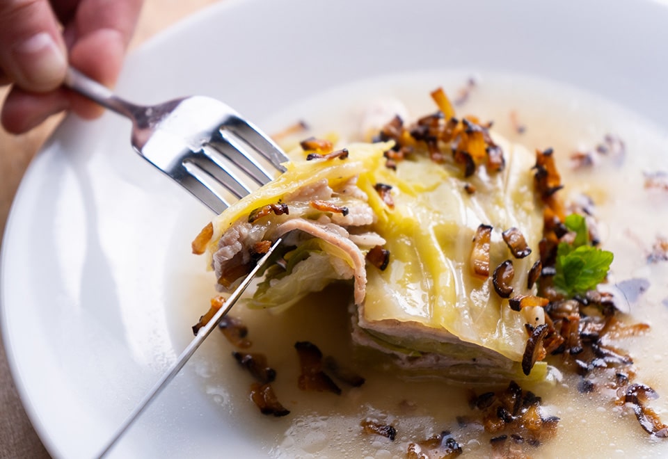 キャベツと豚肉のミルフィーユ蒸し