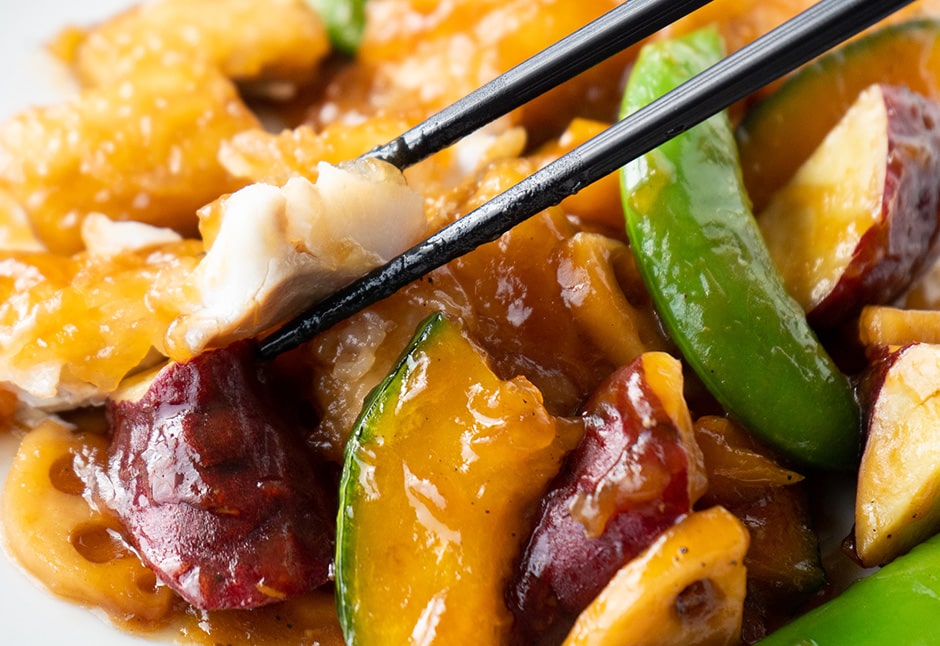 真鱈とれんこんの黒酢あん