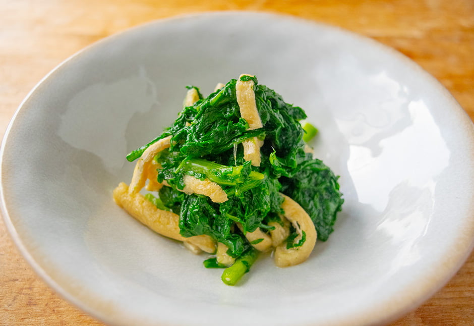 春菊と油揚げの煮浸し