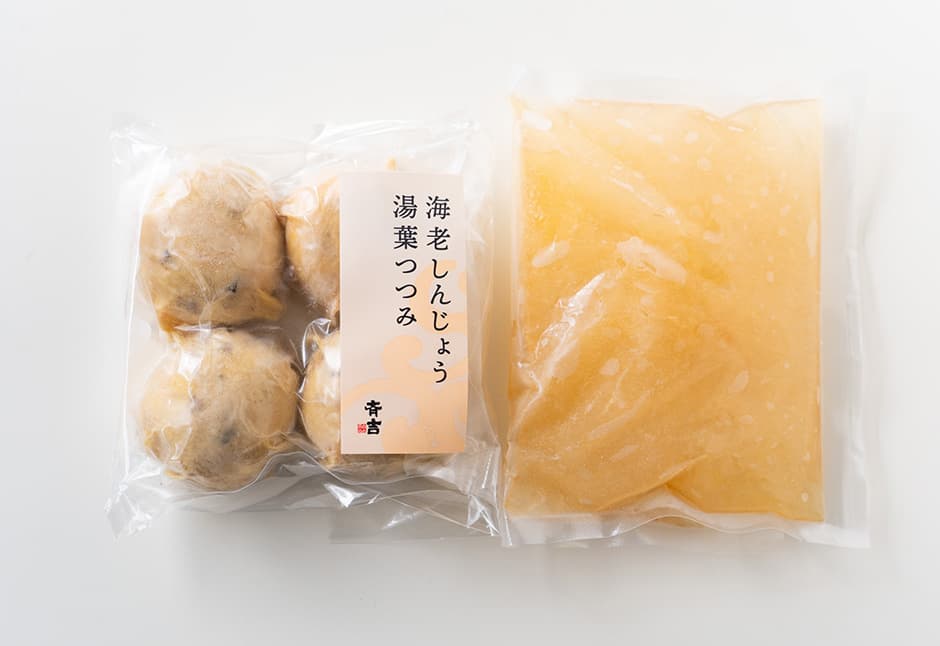 海老しんじょう湯葉包み（４ケ）とだしセット