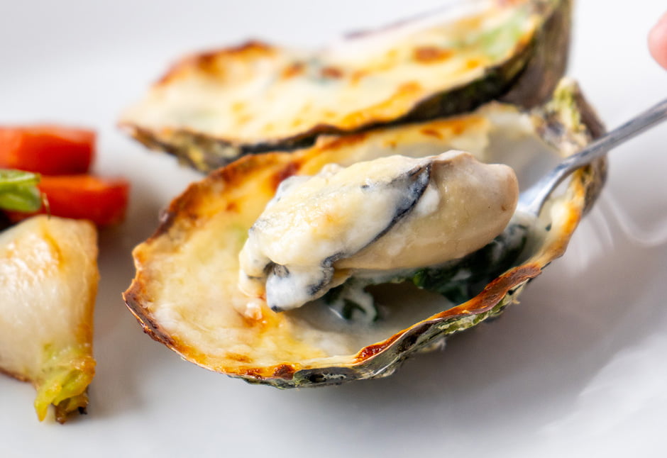 殻付き牡蠣のグラタン