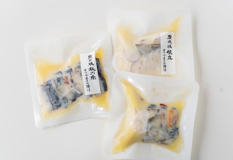炭火焼帆立オリーブオイル漬け